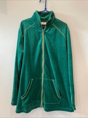 Green Velvet Women's super detailed retro zip up Jacket large like new